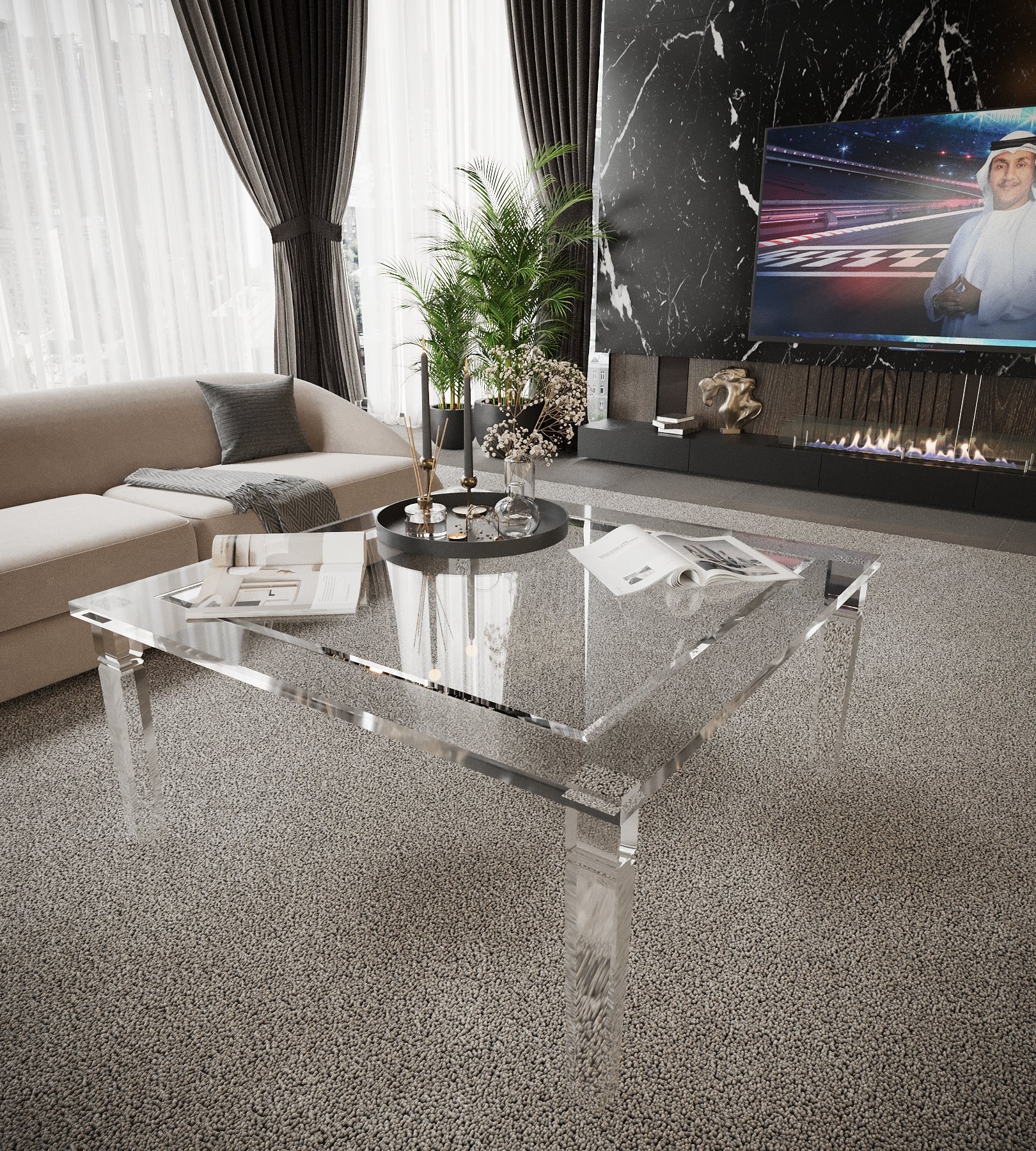 Sleek Plexiglass coffee Table
