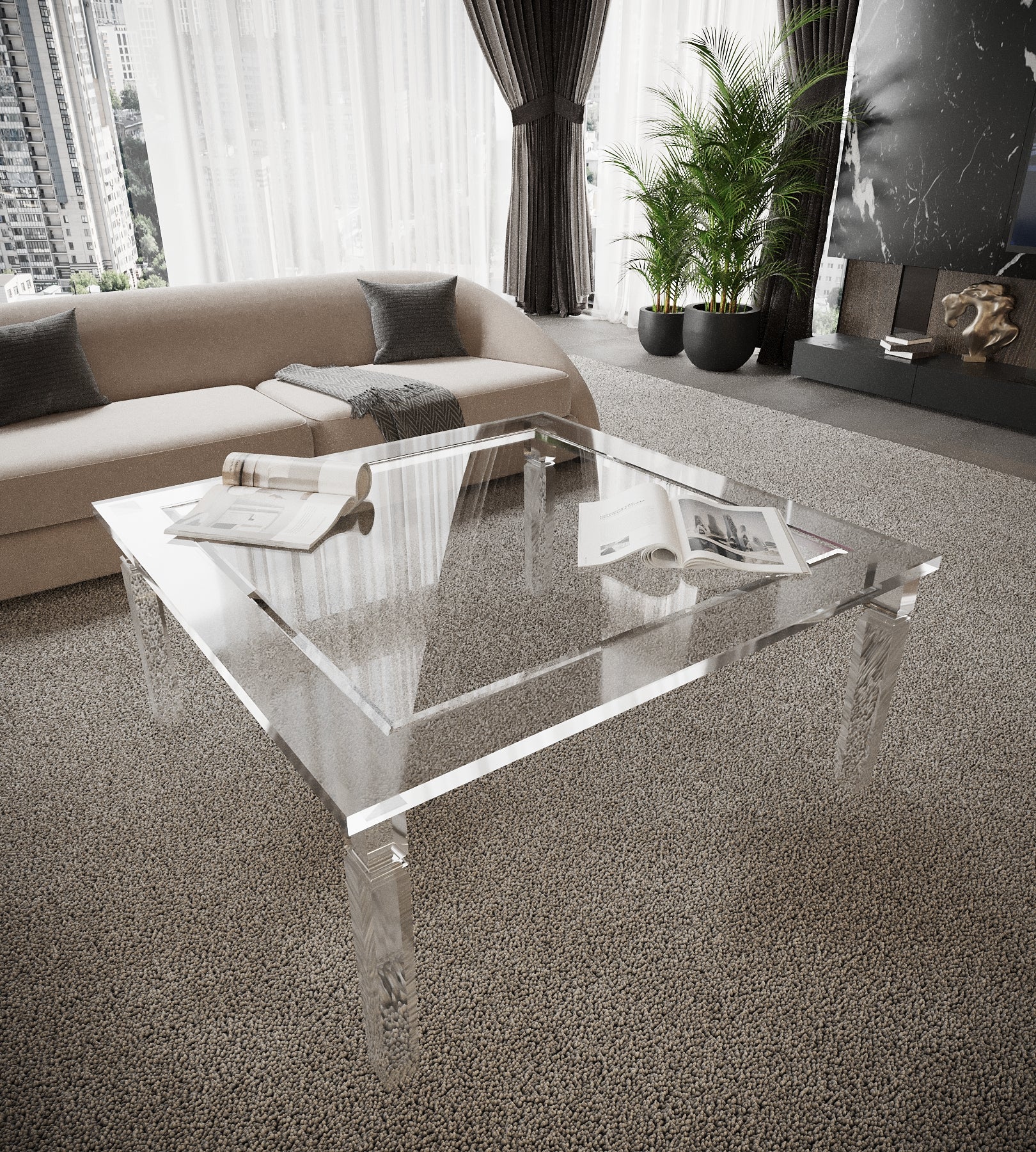 Sleek Plexiglass coffee Table