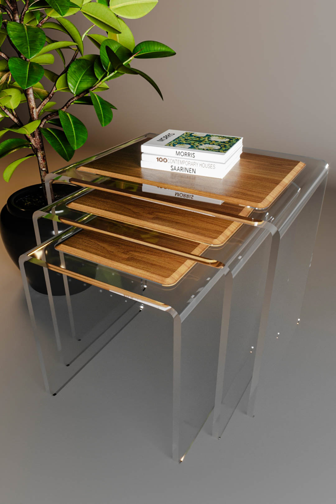 LuxeNest Nesting Table (Wooden Top)
