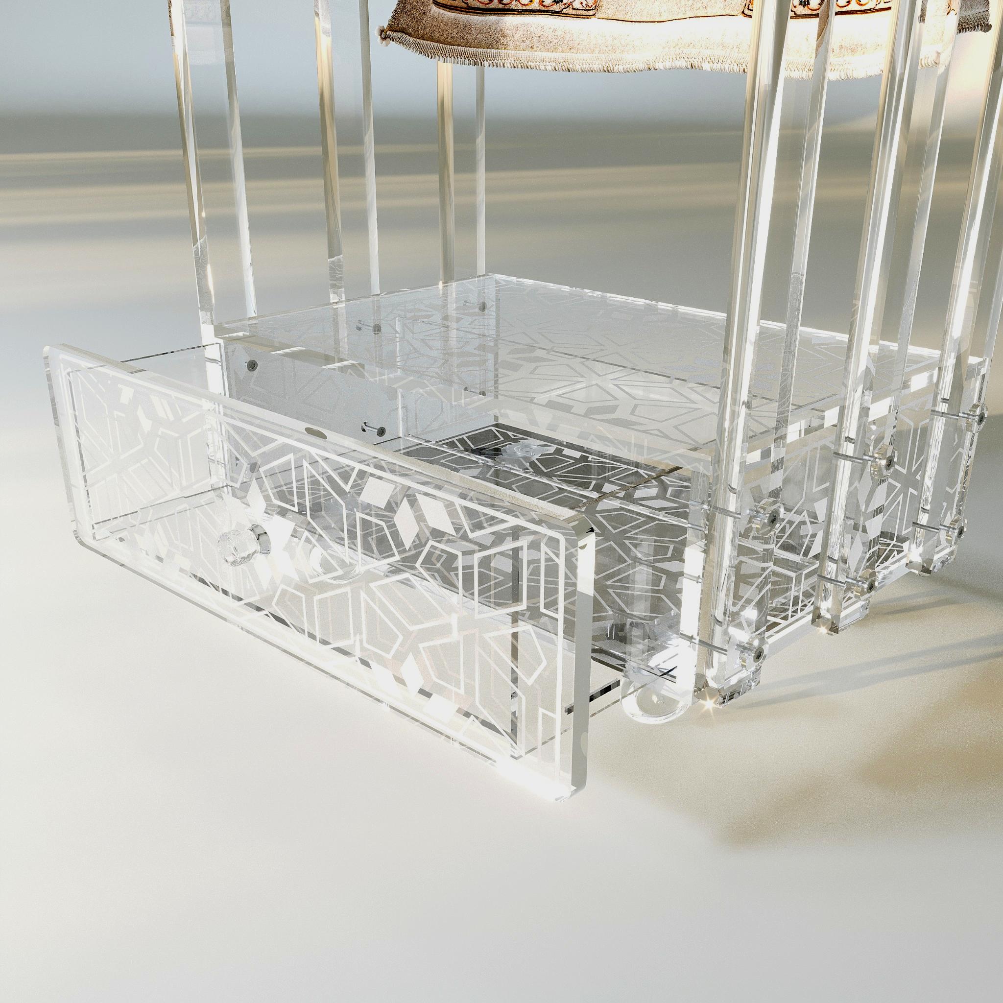 Prayer Mat Stand with Engraved Drawer