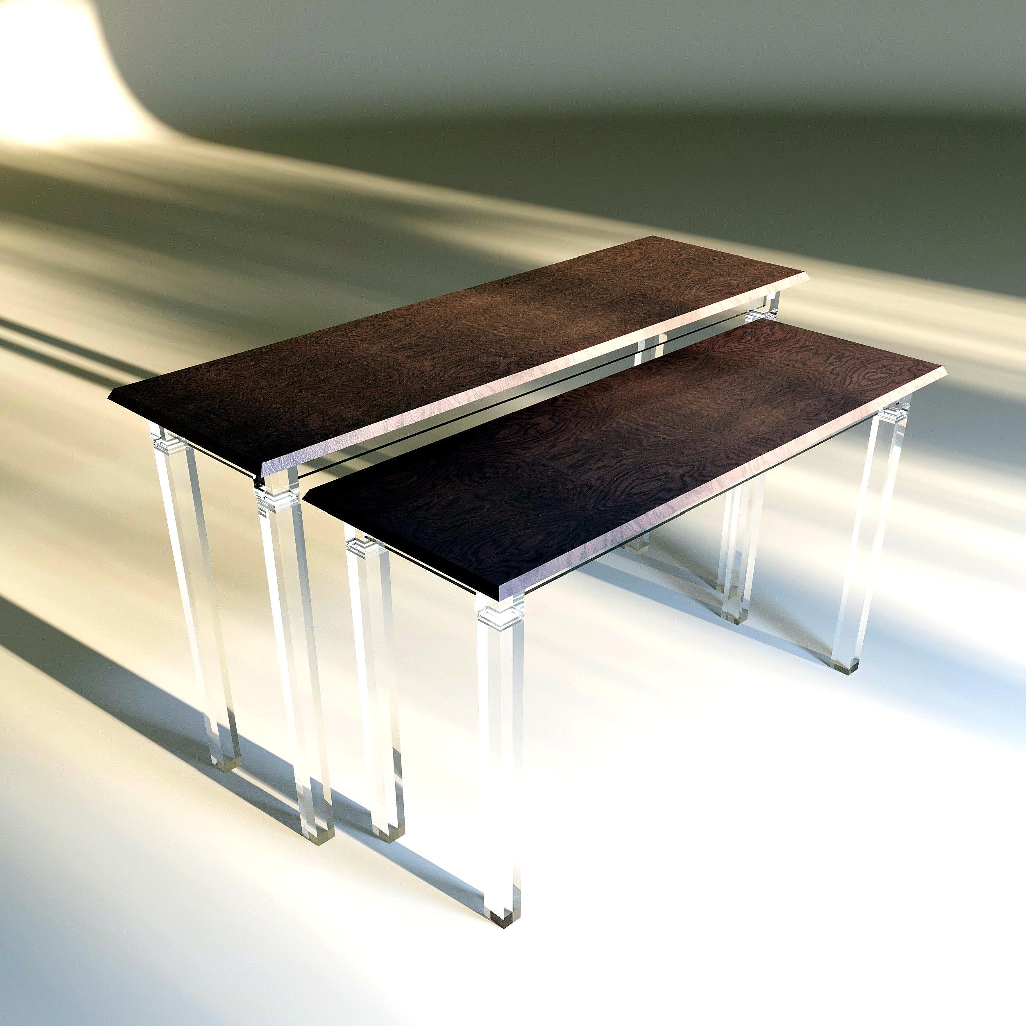 Nesting Console Table Base Plexiglass Wood Top