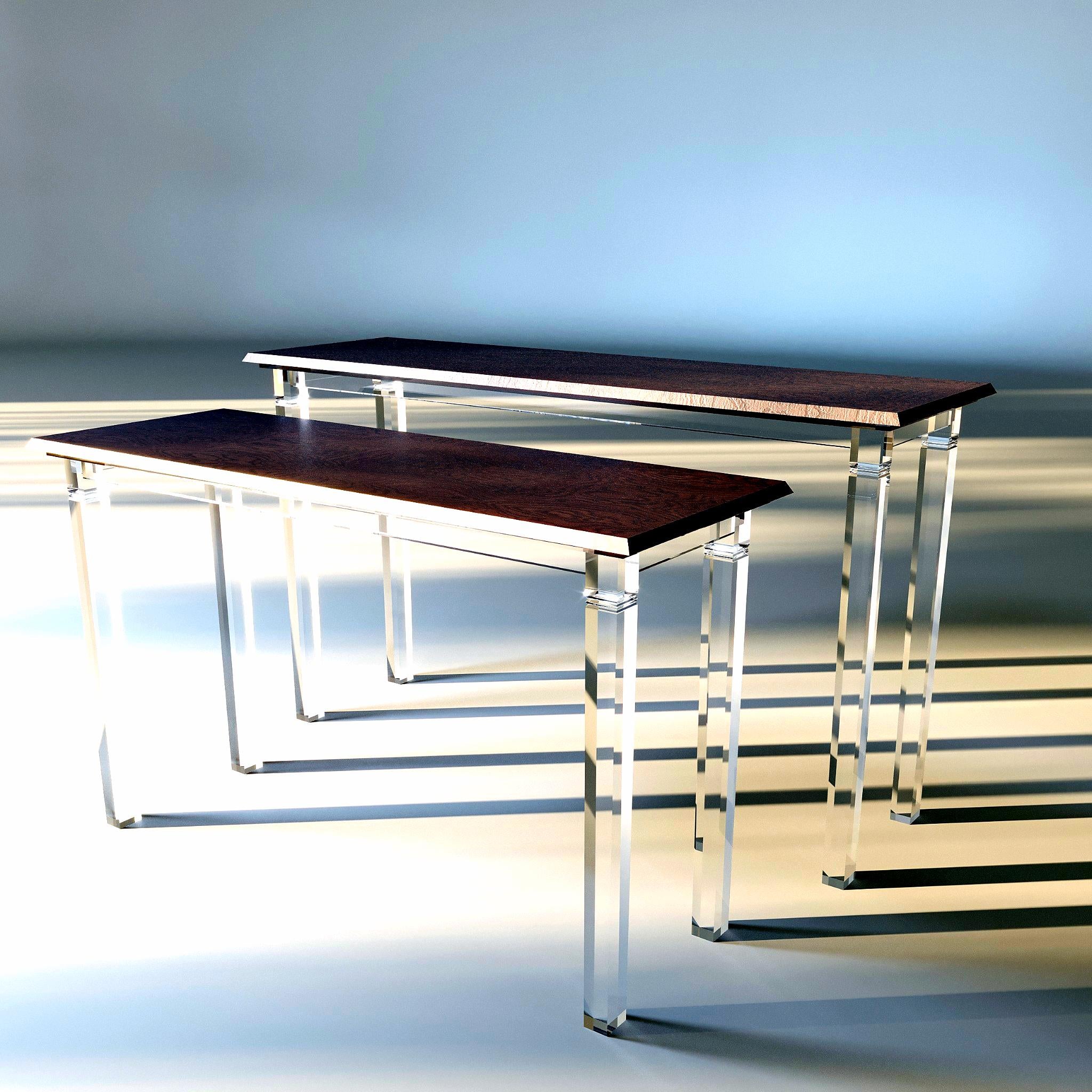 Nesting Console Table Base Plexiglass Wood Top