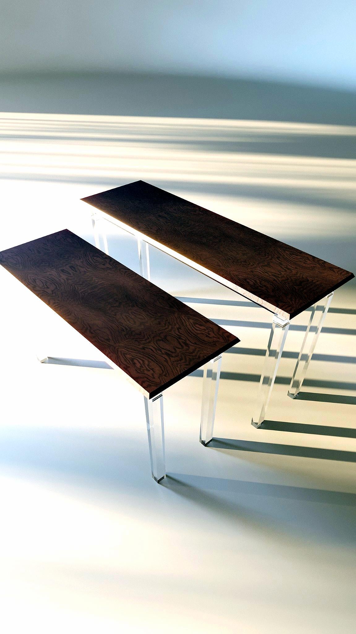 Nesting Console Table Base Plexiglass Wood Top