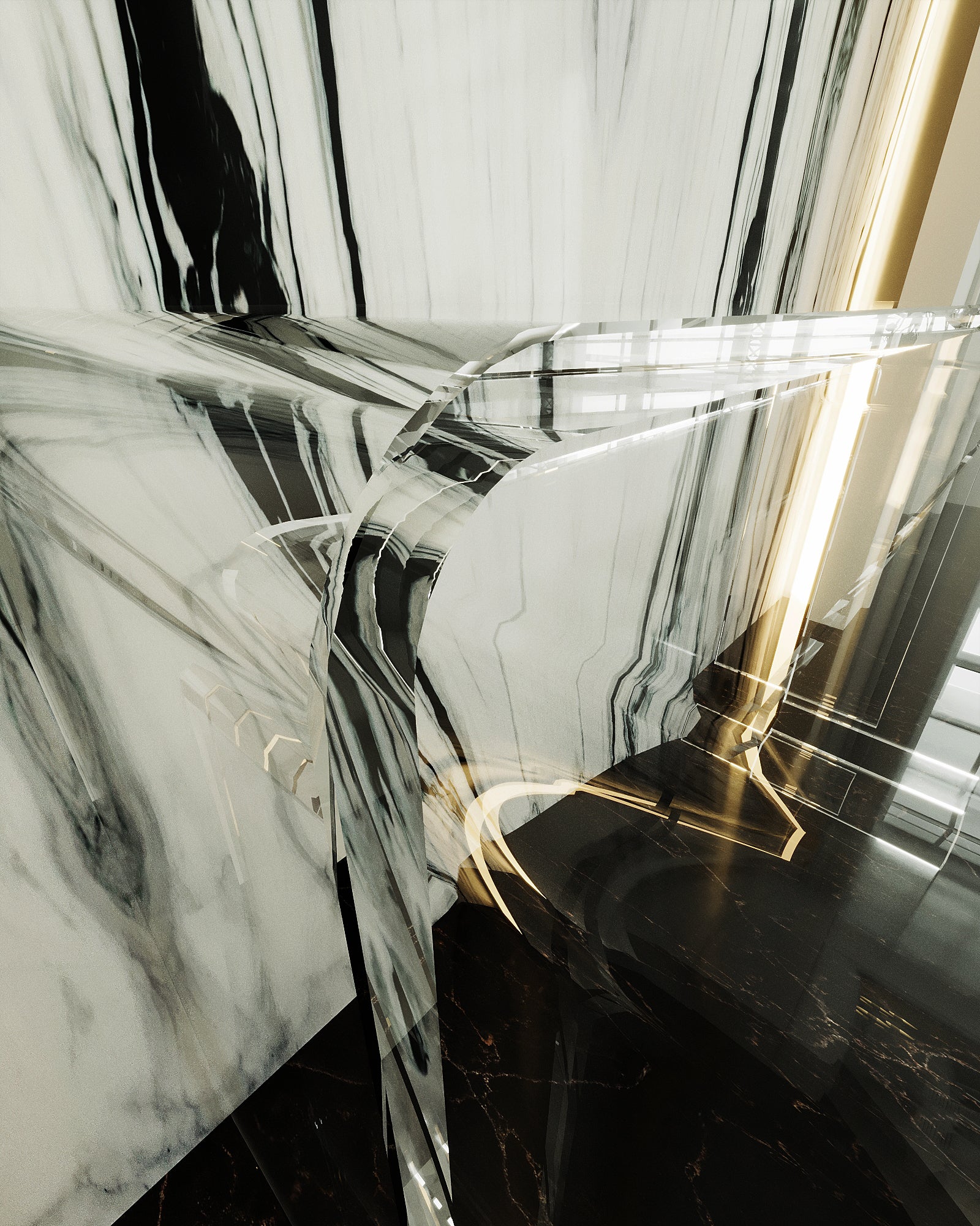 Curved plexiglass console