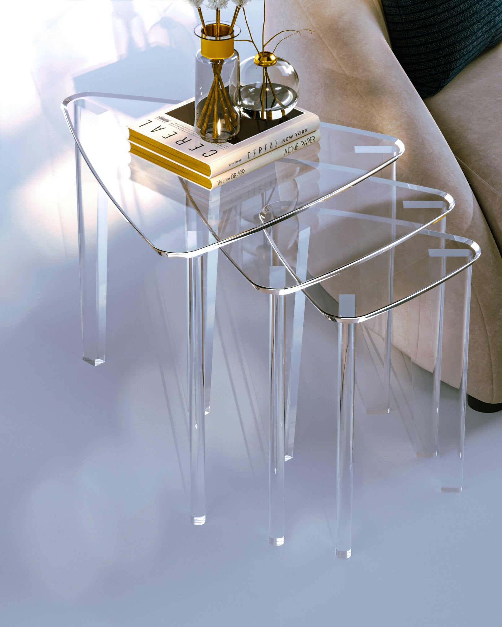 Triangular Elegance PlexiTables