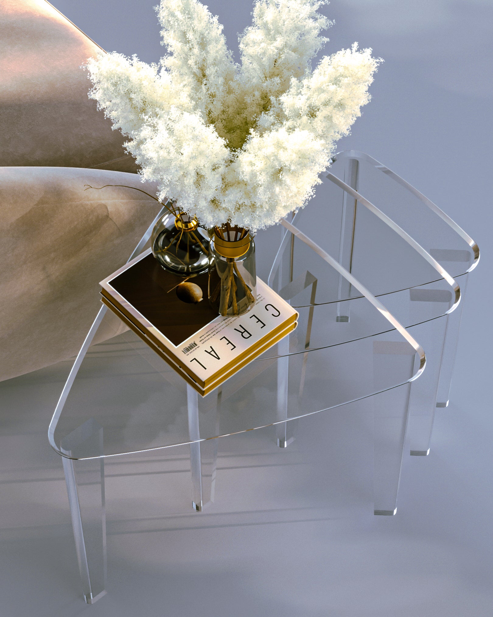 Triangular Elegance PlexiTables