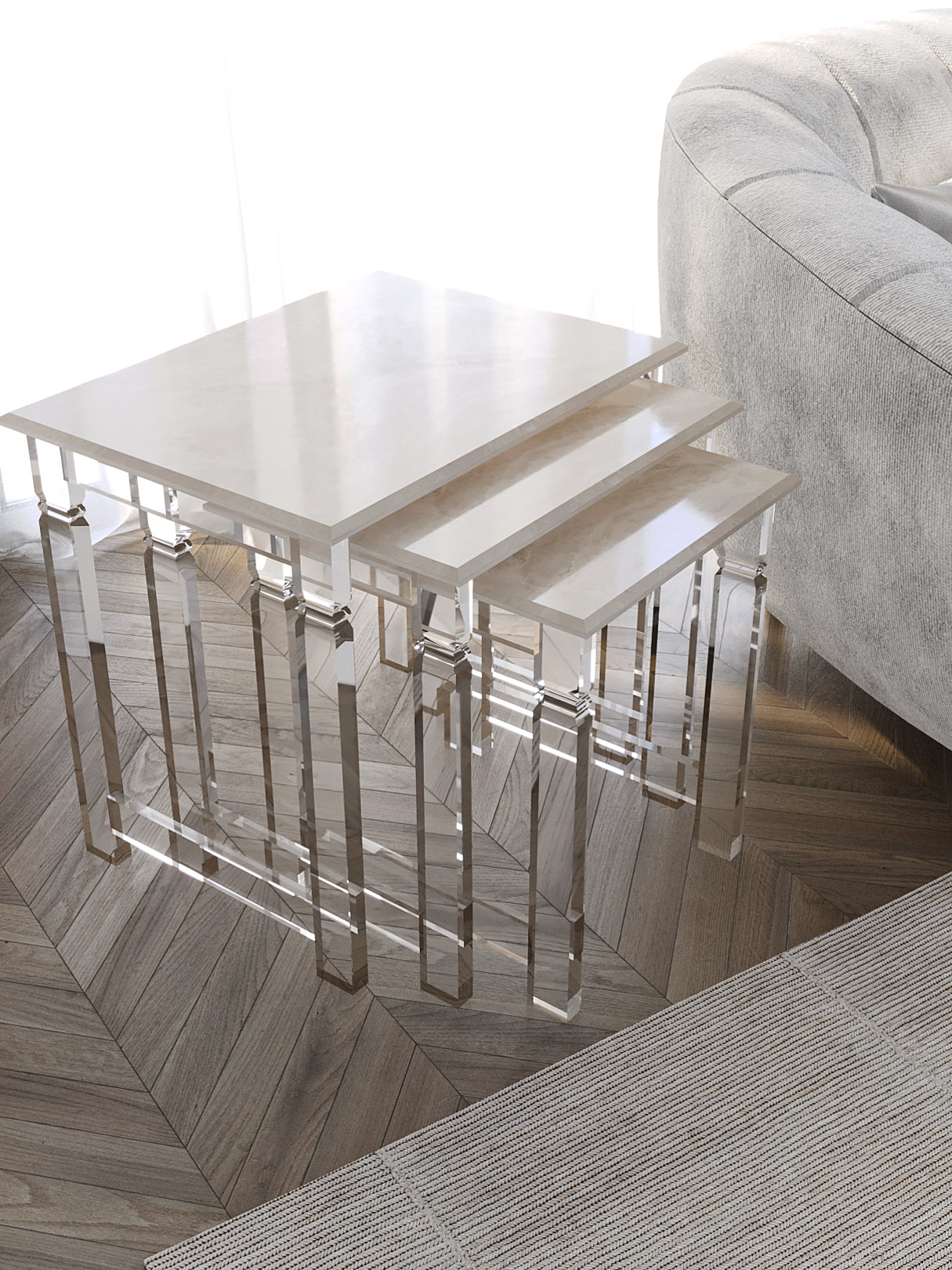 Pearlescent طقم طاولات متداخلة 