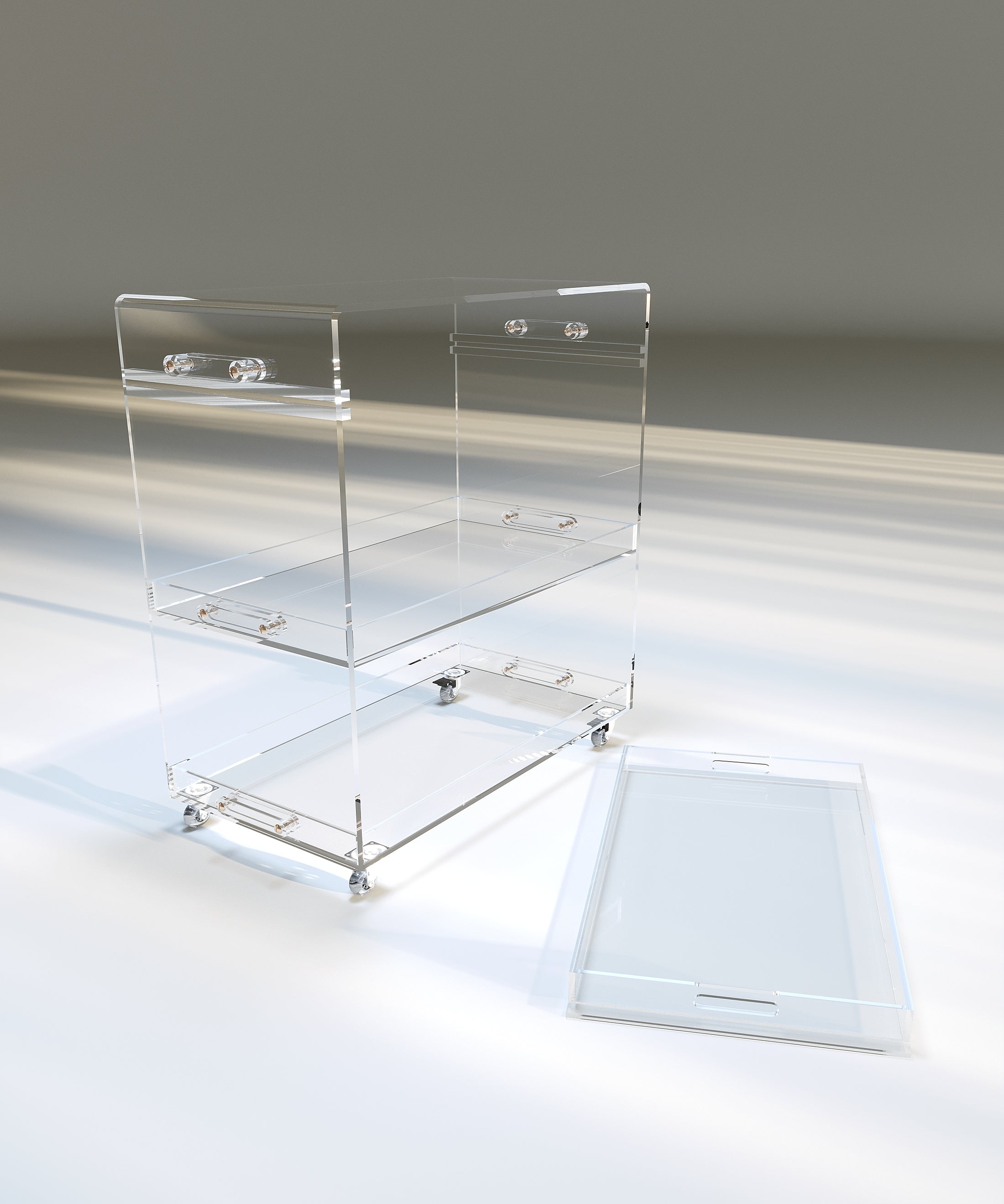 PlexiServe Trolley + additional removable tray