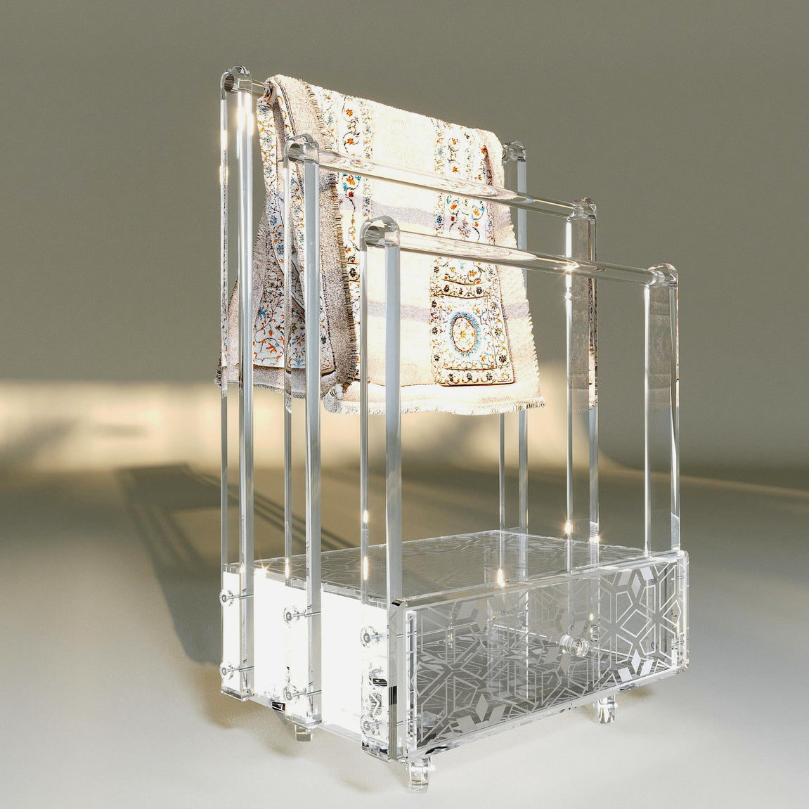 Prayer Mat Stand with Engraved Drawer