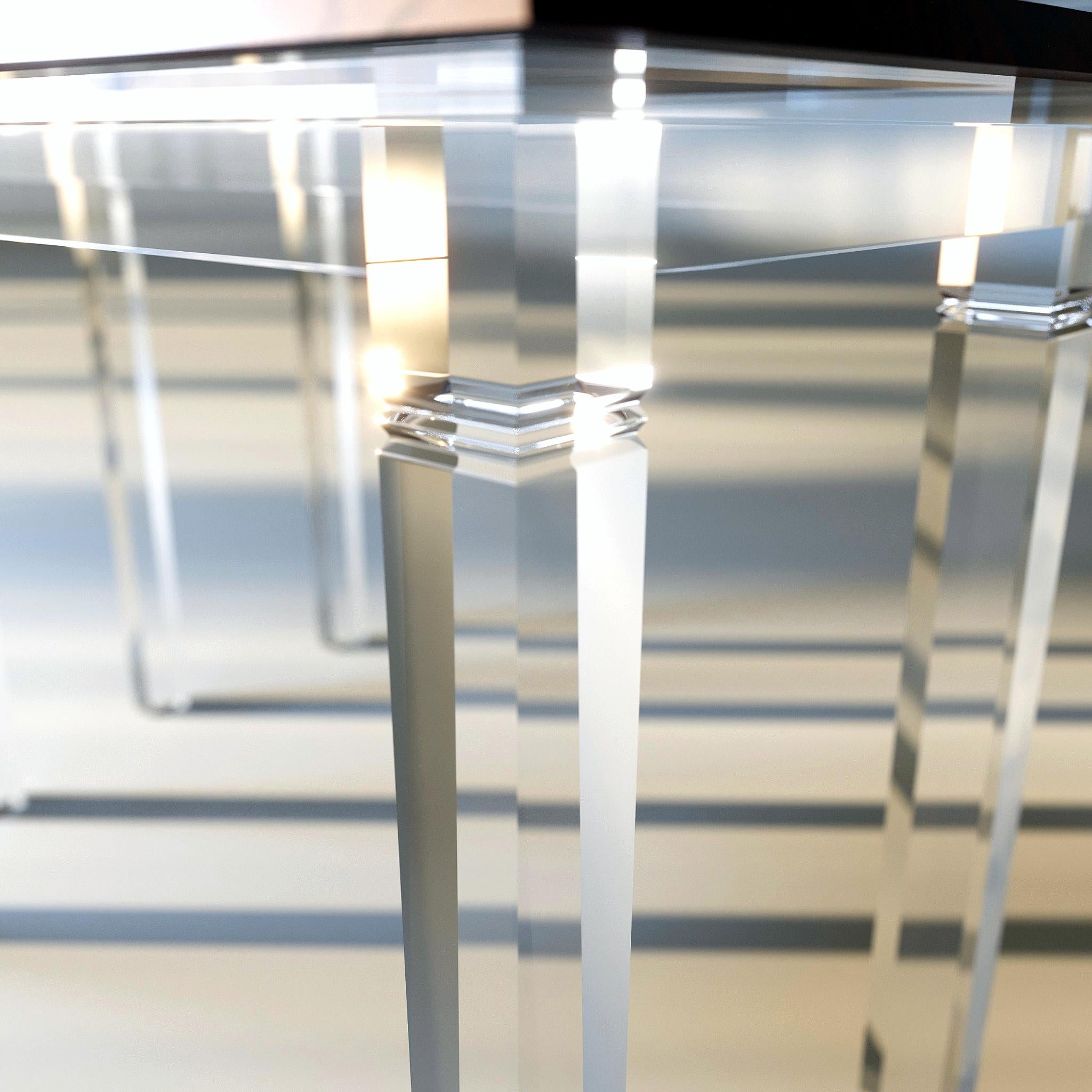 Nesting Console Table Base Plexiglass Wood Top