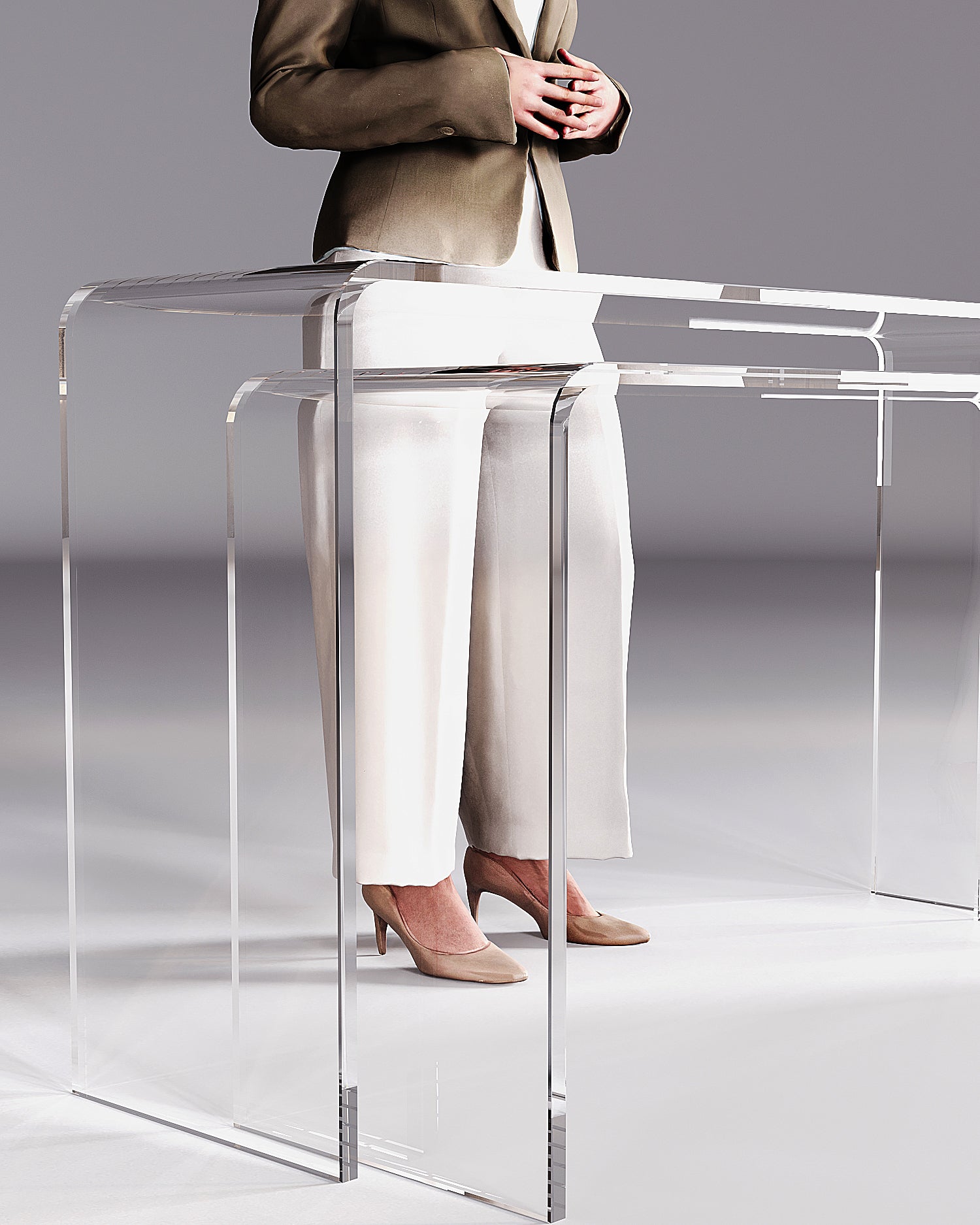Curved plexiglass console