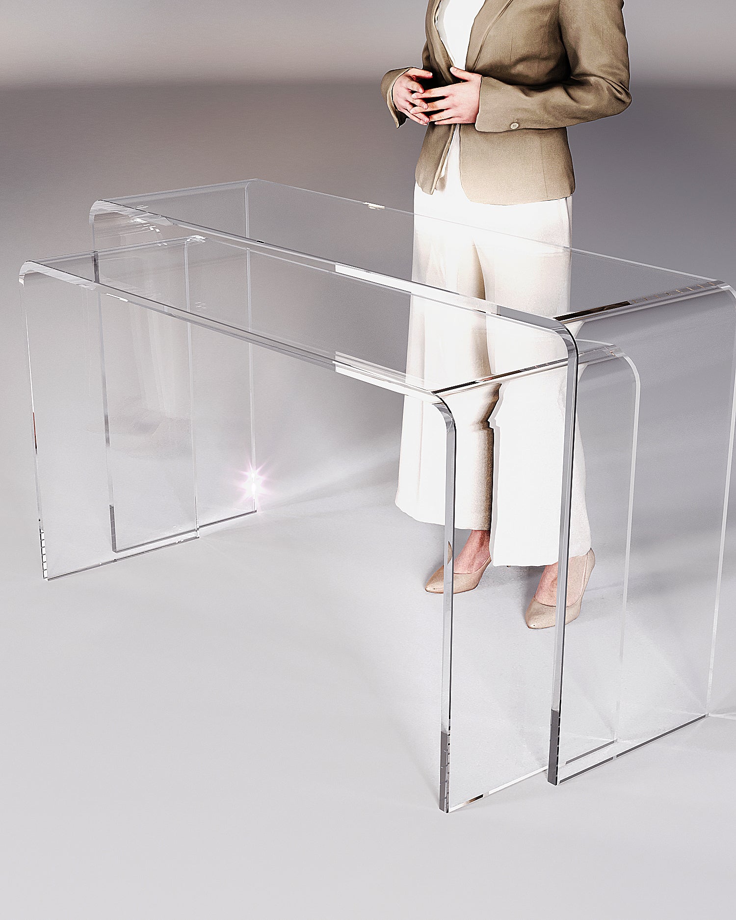 Curved plexiglass console