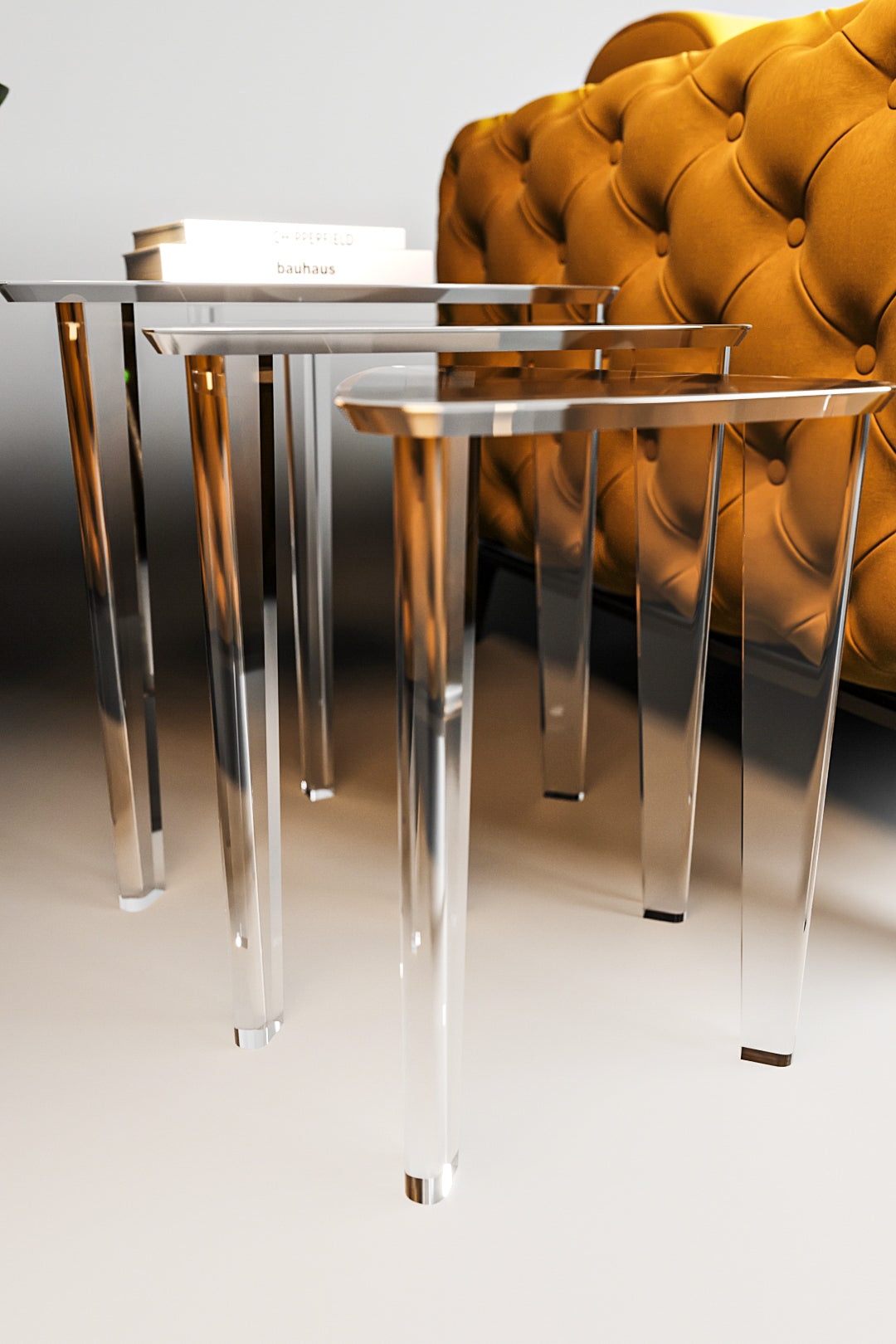 Triangular Elegance PlexiTables