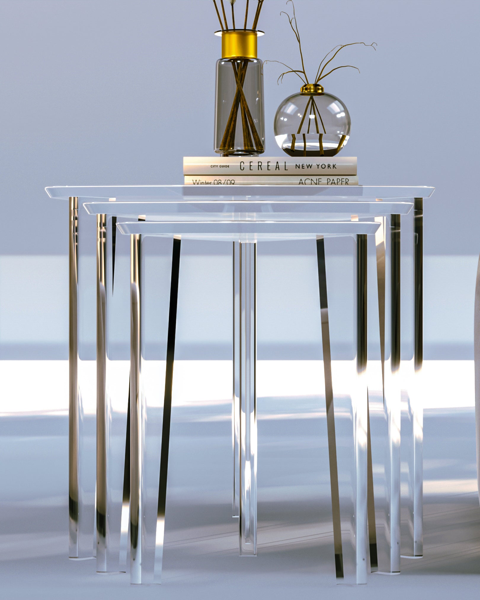 Triangular Elegance PlexiTables